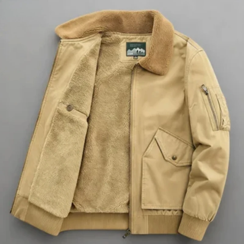 

Новая осенне-зимняя куртка, мужское теплое пальто с толстым флисом ягненка, свободная и универсальная повседневная хлопковая куртка высокого качества для мужчин