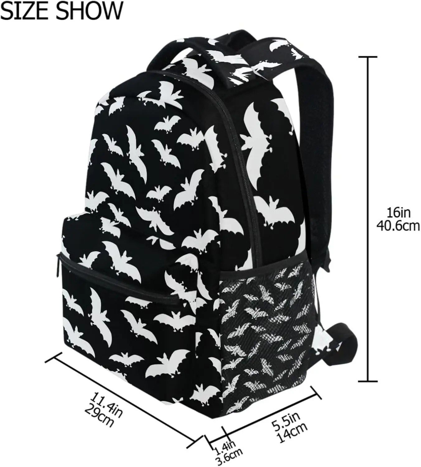 Back to Campus Hit! Bat Pattern Backpack, Cool Gothic Design, Edgy Bag for Dark Style Fans
