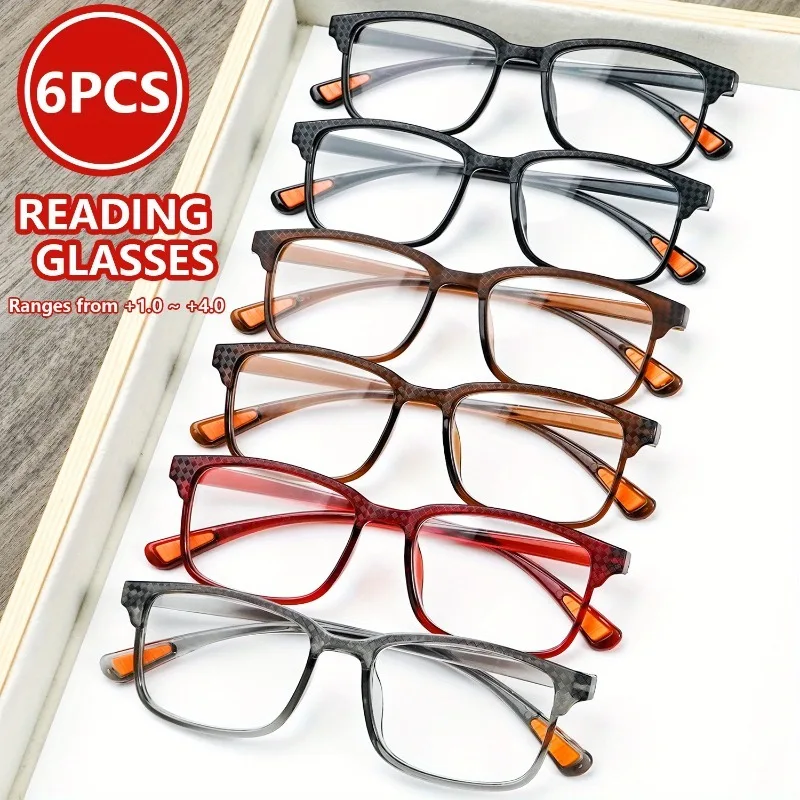 Un ensemble de 6 lunettes de lecture Simplicity à monture complète, adaptées aux hommes et aux femmes, offrant des prescriptions allant de +1,0 à +4,0