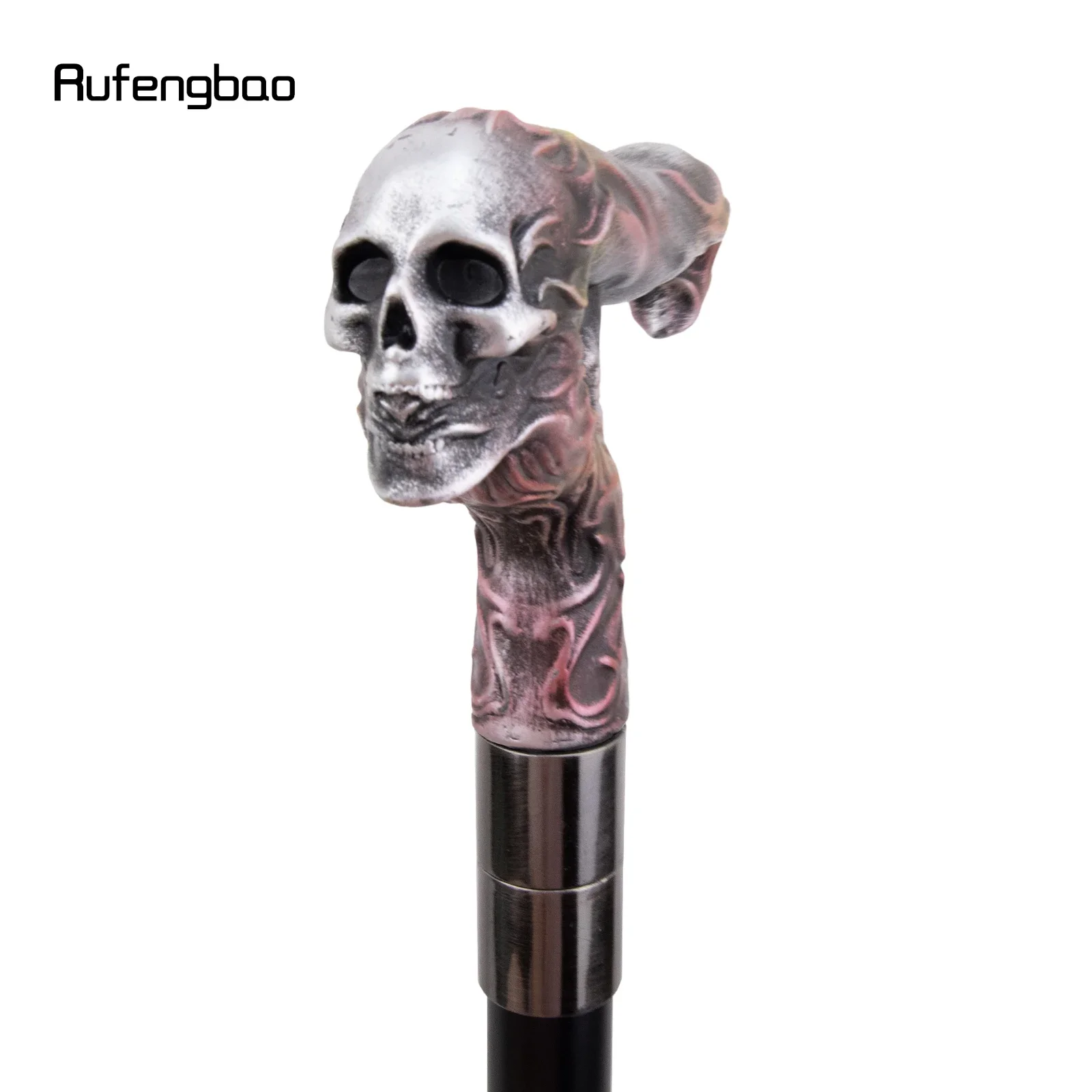 الفضة الراتنج طويل جمجمة رأس قصب ملون موضة ديكور الصلب عصا شهم أنيقة تأثيري قصب مقبض كروسيير 96 سنتيمتر #4