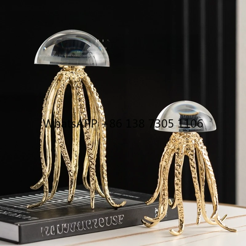 

High-end light luxury creative jellyfish ornament metal ocean art theme ornament living room entrance home