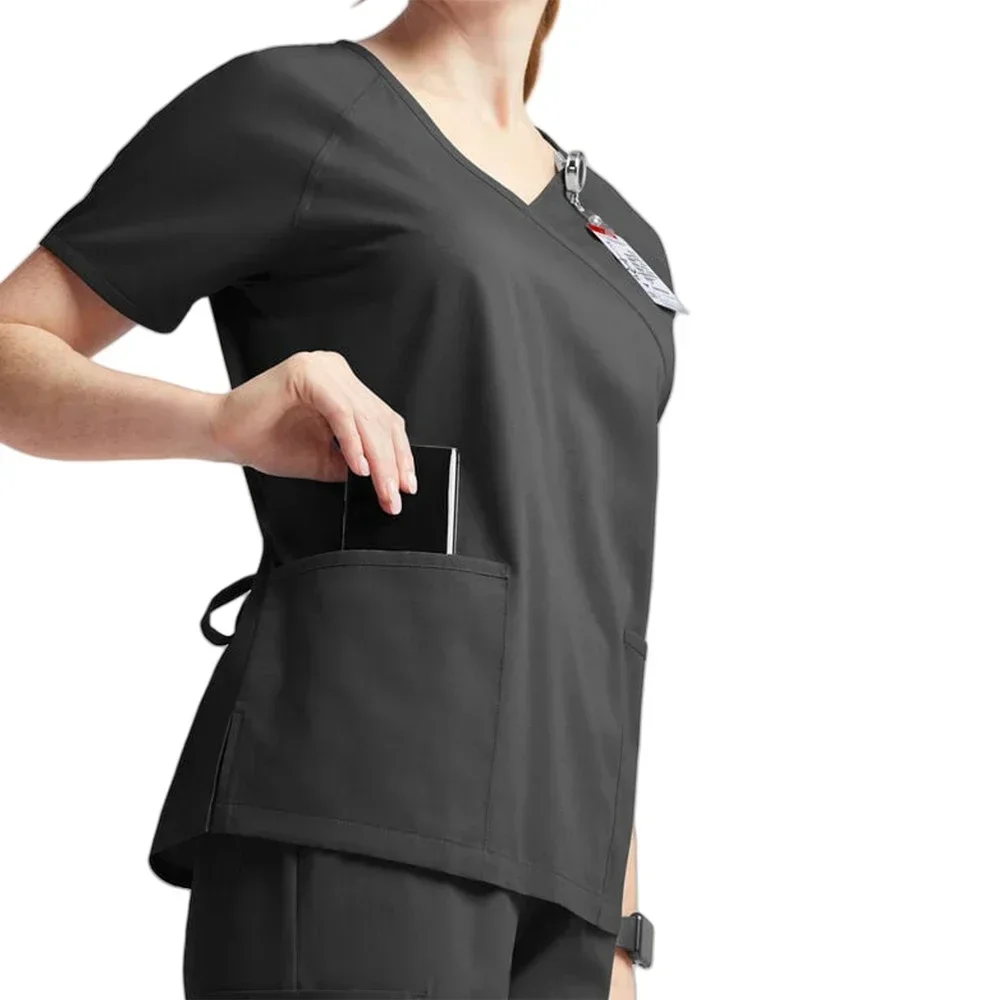 Liberação esfrega uniformes de enfermagem para mulheres homens anestesista conjunto topos e calças jogger tecido fino sala operação médico workwear