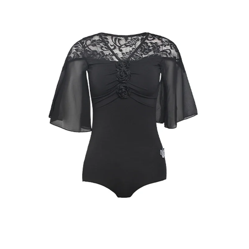 Nouveaux Costumes de danse de salle de bal valse maille noire haut Latin jupe longue femmes costumes de danse moderne vêtements de Performance sur scène SL10393
