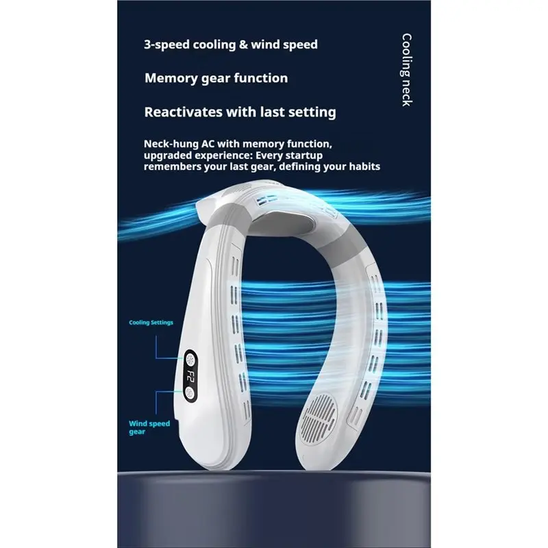 Efficient-Portable Neck Fan Bladeless Semiconductor Cooling Air Conditioner Outdoor Personal Wearable Cooler Fan