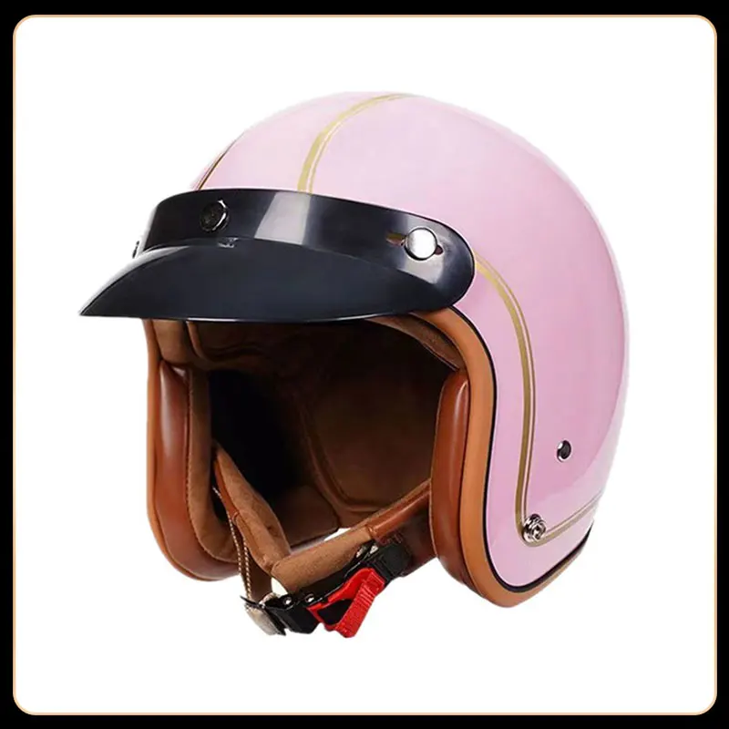 

Helmet Body 3/4 Helmet Female Motorcycle Half Helmet Retro Motorcycle Helmet Lightweight Breathable Removable Liner DOT approved