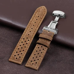 18mm 20mm 22mm Leather Watch Straps for Samsung Galaxy Watch 3/4/5/6 Wrist Bands for Tag Heuer Men Women Belt Butterfly Clasps