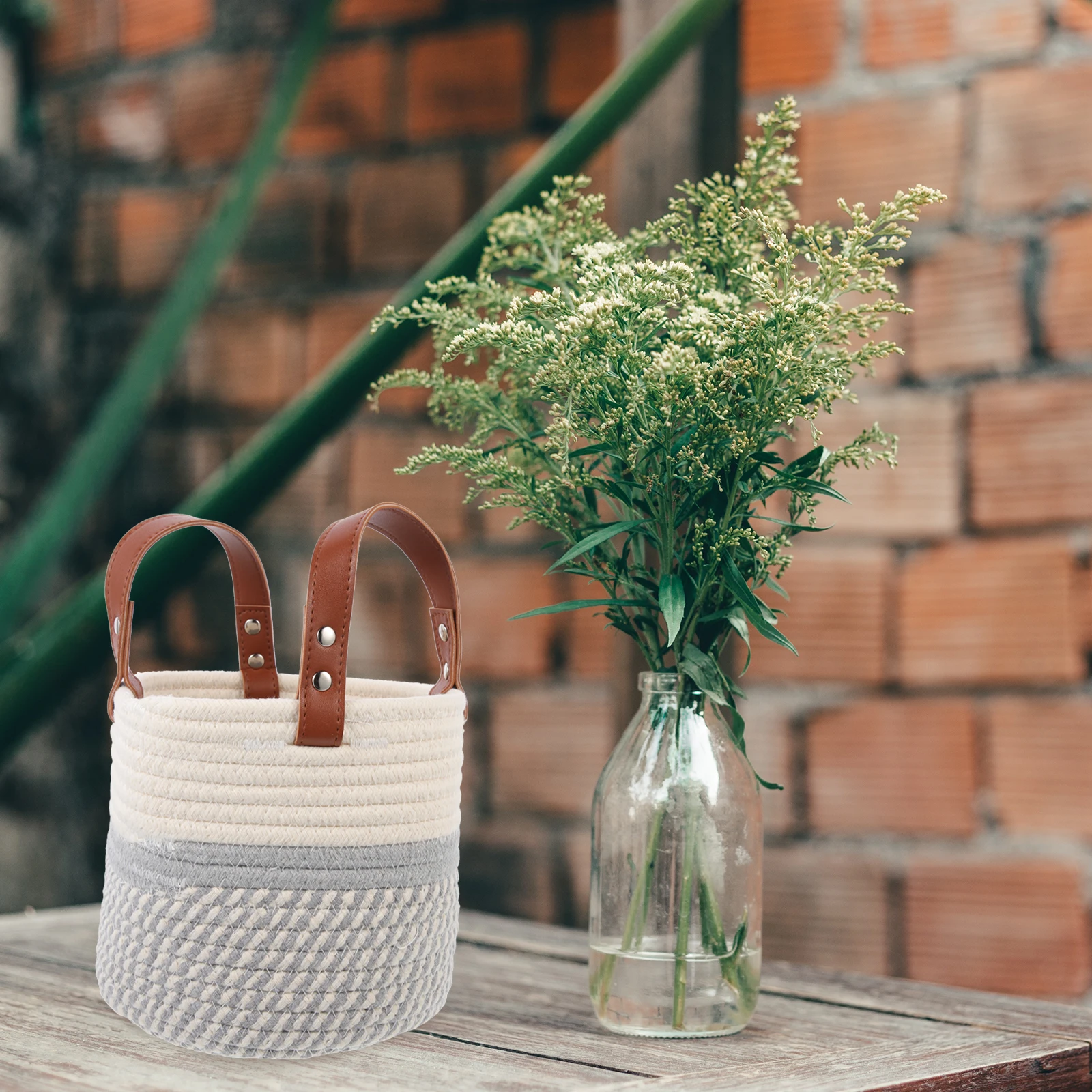 

Modern Cotton Rope Storage Basket Small Woven Basket With Handle Home Office Decoration Organizing Bin For Keys Cosmetics Remote
