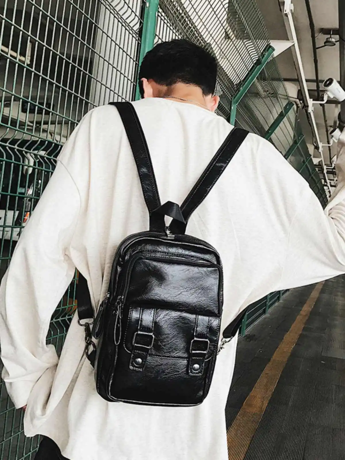 

Mini Men's Backpack Casual PU Leather Shoulder Messenger Bags Small Student's School Backapcks Luxury Leather Brand Chest Packs