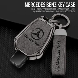 가죽 자동차 원격 키 케이스 보호대 커버, 메르세데스 벤츠 A B C E G 클래스 C200 C300 E350 W205 E260L GLK A45 AMG BGA GLA GLC용
