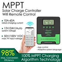 12V 24V Auto WiFi Solar Panel Regulator MPPT Solar Charge Controller 60A 50A 40A 30A 20A 10A with LCD Display Dual USB