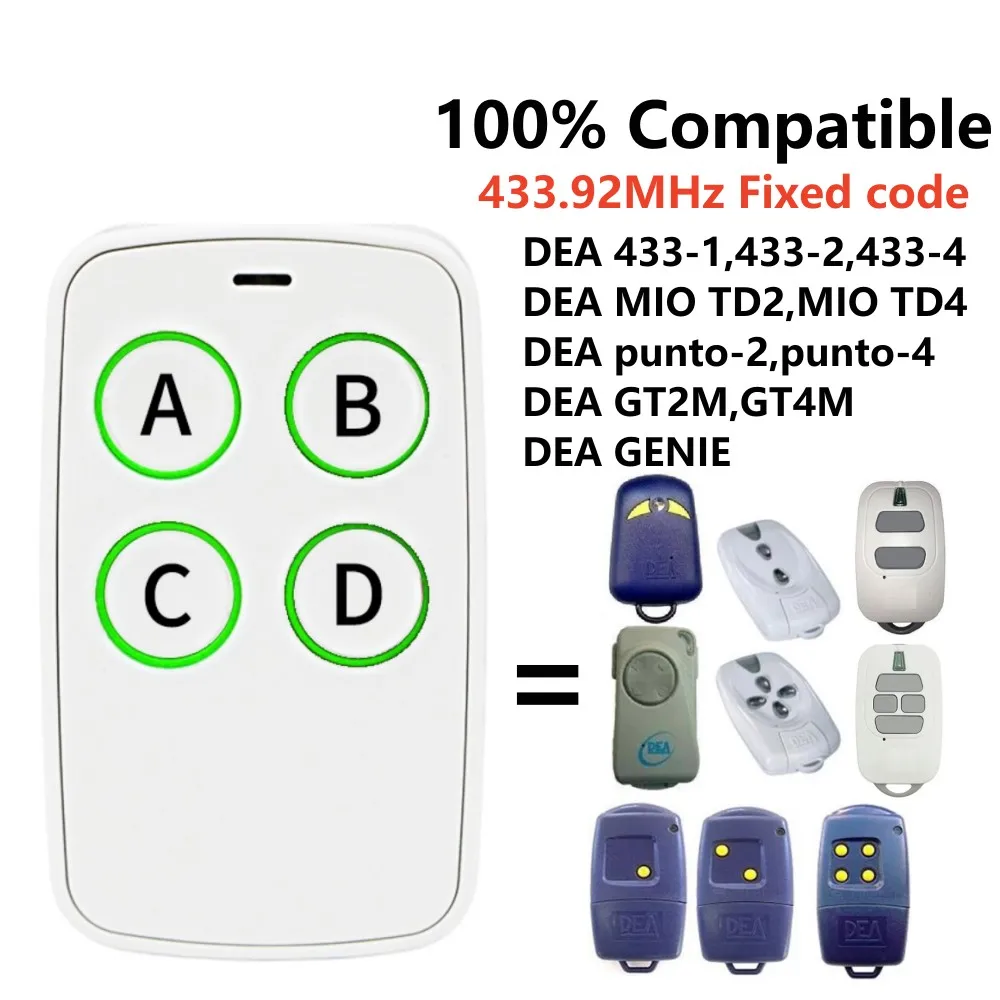 DEA GT2M GT4M 433,92mhz Garage Remote Control DEA Fixed Code Garage Command DEA Gate Remote Transmitter MIO TD2 TD4 Punto-2/4