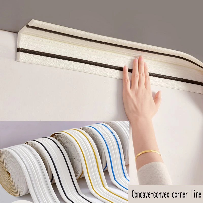 230cmX14cm XPE Foam 3D Skirting Line Waterproof Thicken Wall Stickers Self-Adhesive Home Decor Waistline Edge Banding Strip