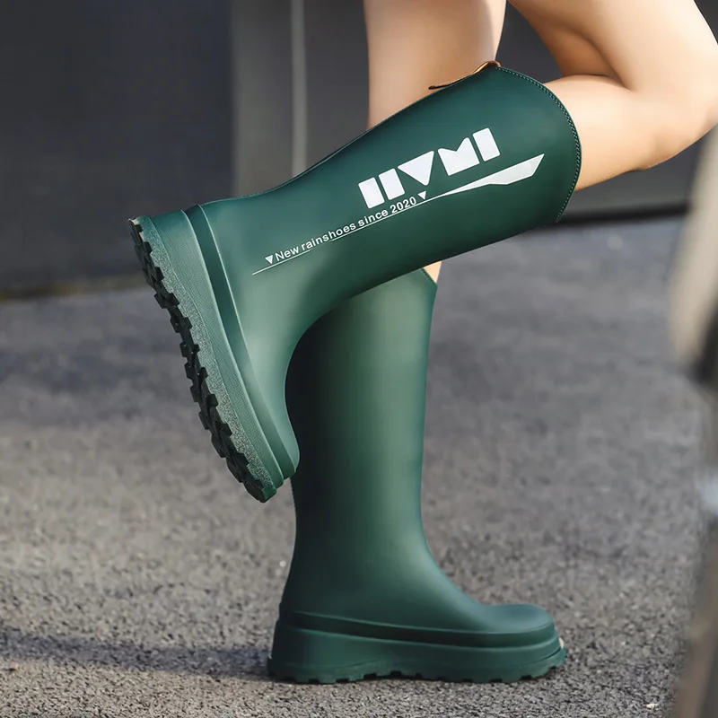 New Round-toe Non-slip Rain Boots for Adults and Women Rain Boots for Outer Wear Long-Tube Water Shoes Four-season Camping Shoes