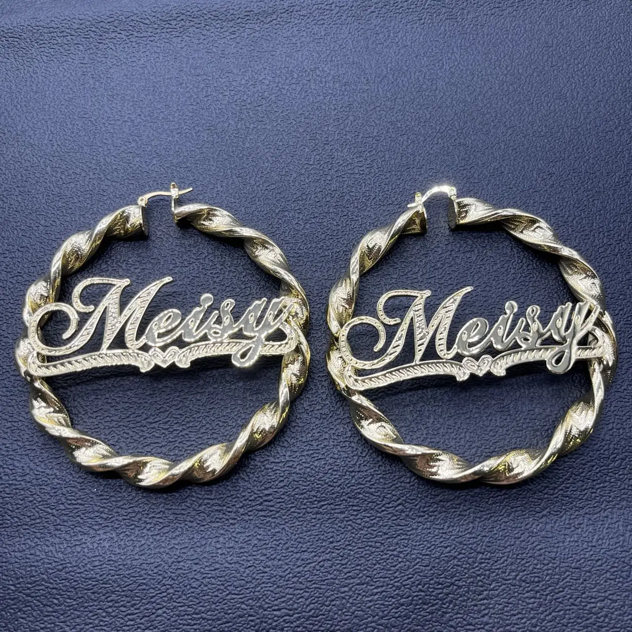 Nameplate Earrings Custom Name Hoop Earrings Women Personalized 3D Name Twist Hoop Earrings Stainless Steel Jewelry Gift