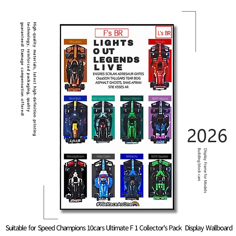 NEUES Display-Wandbrett geeignet für Lego 10f1 Autos Speed Champions Wandhalterungen Baustein 10 Autos Modell-Displayrahmen