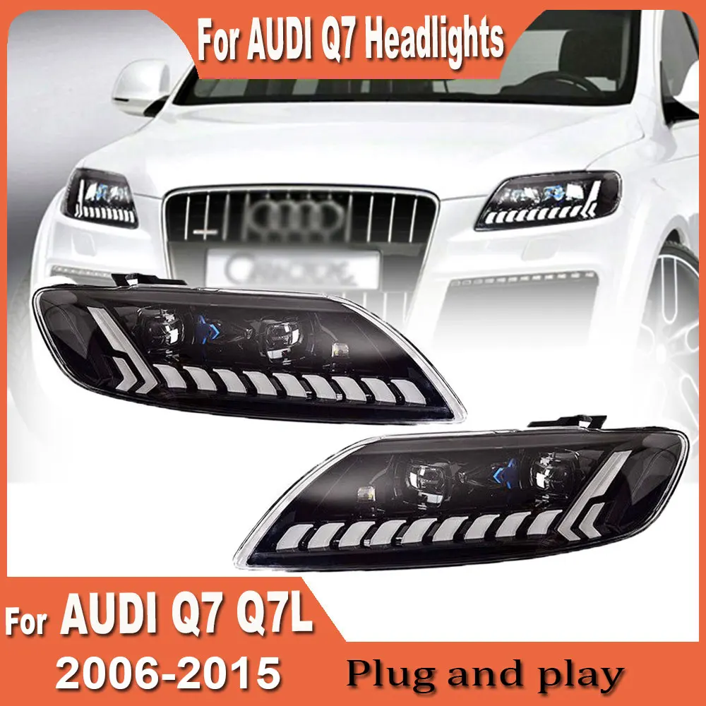 

Car LED Styling Headlights for Audi Q7 Head Lamp 2006-2015 Q7 LED Headlight Projector Lens DRL Animation Auto Accessories 2pcs