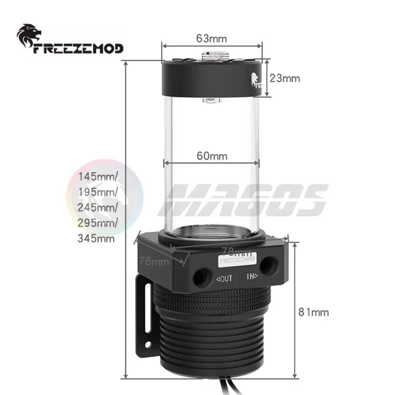 FREEZEMOD PC AIO Reservoir Box Pump, PWM Intelligent Control Magnetic Levitation Pump For Computer Liquid Cooling System