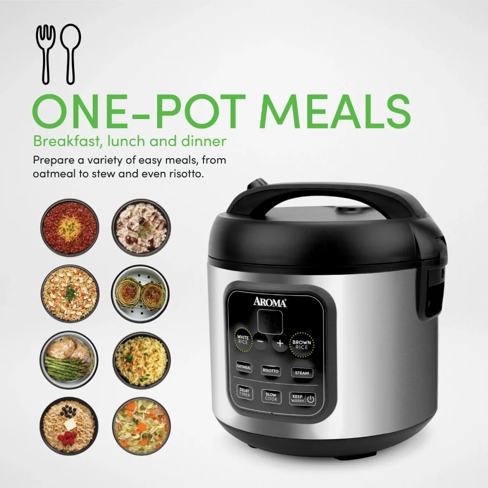 2023 New Aroma® 8-Cup (Cooked)/2Qt. Rice Cookers, Digital Rice & Grain Multicooker