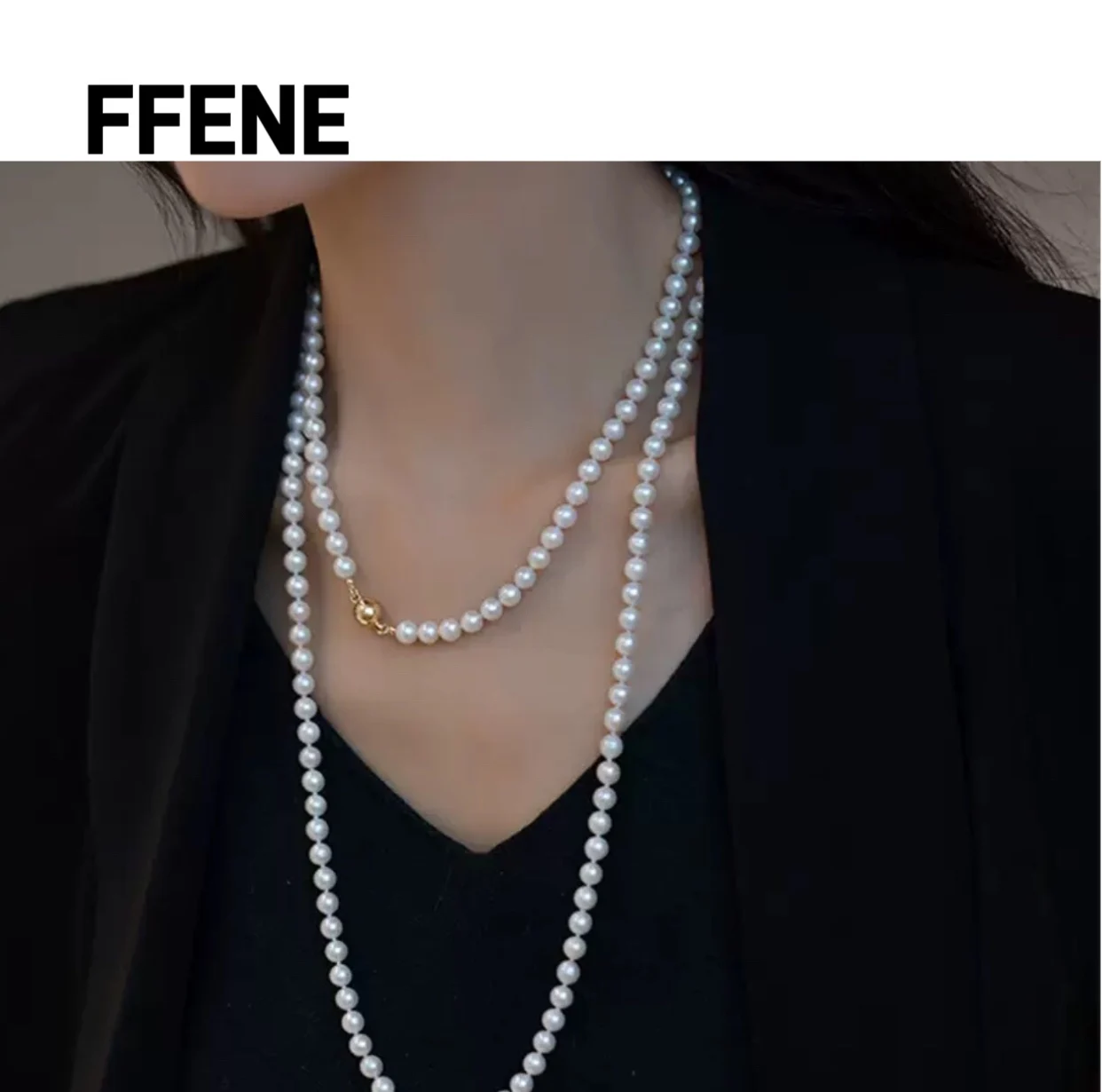 

New hot-selling style, fashionable trend, magnetic buckle, pearl necklace, long-length, luxurious sweater chain necklace