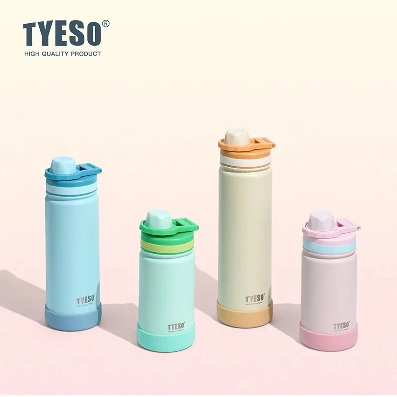 TYESO 420/600/750ML Outdoor Sports Kettle Portable Water Cup with Non-slip Silicone Cover Leakproof Lightweight Drink Bottle