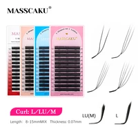 MASSCAKU en forma de U L/LU/M 8-15mm longitud mixta nuevo estilo pestañas postizas individuales pestañas hechas a mano de alta calidad para herramientas de maquillaje