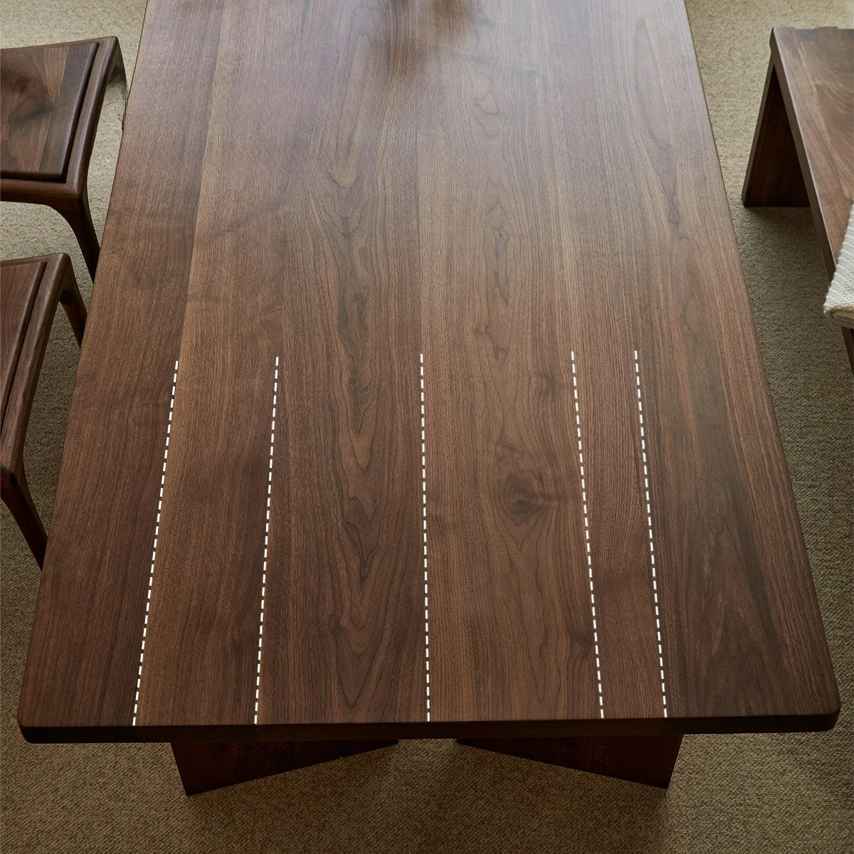 LMM thickened long table black walnut desk solid wood dining table restaurant