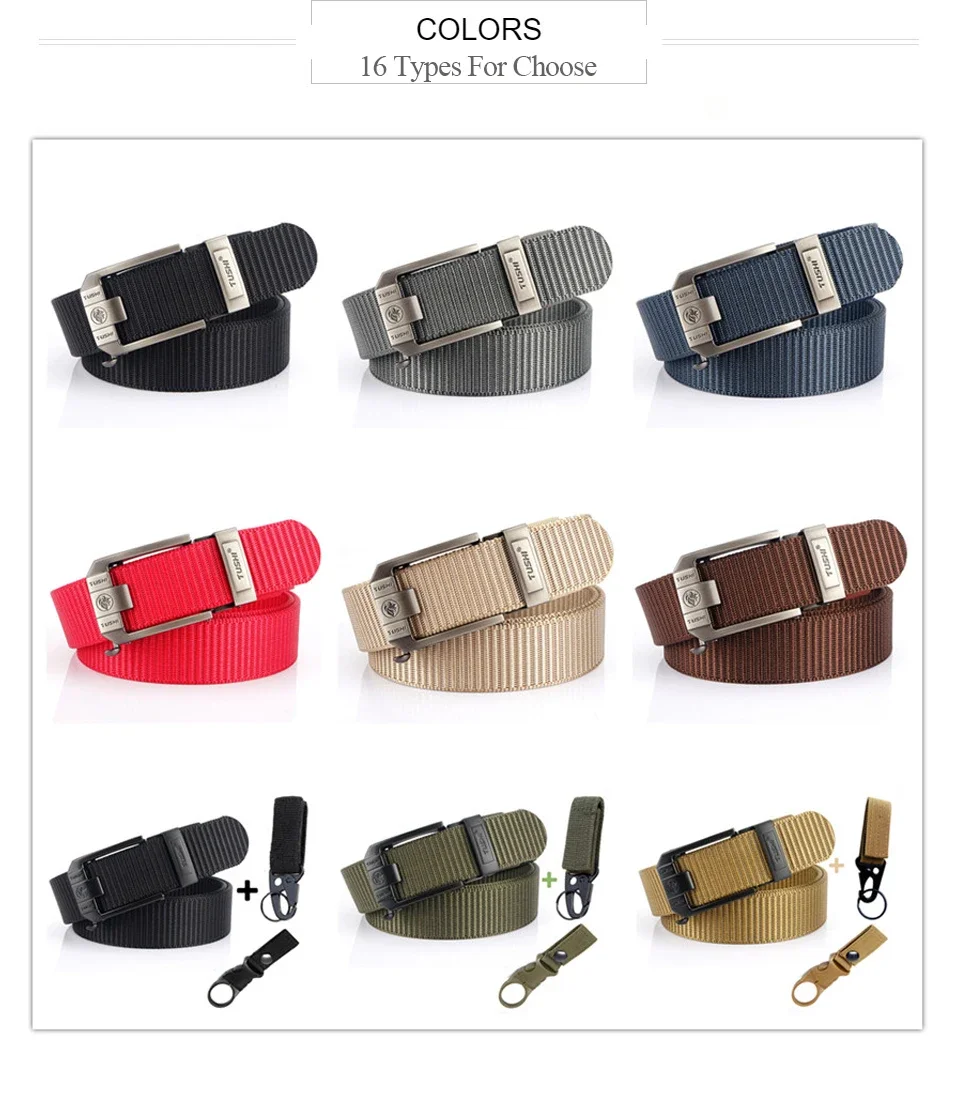 Luxury Metal Automatic Buckle Canvas Belts For Men Thick Tough Nylon Webbing Waistband Outdoor Jeans Pants Tactical Belt Hiking