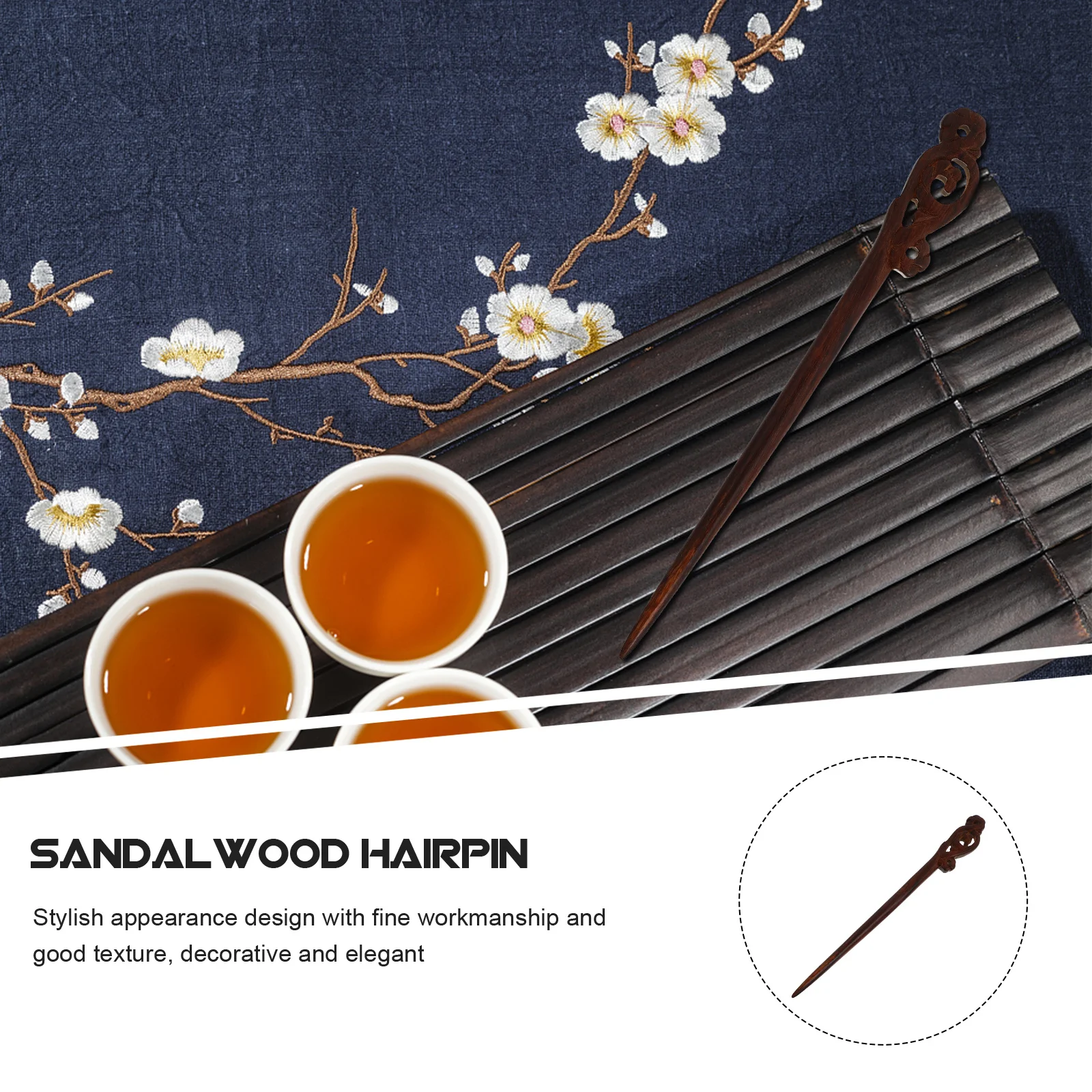 

1 шт., палочка для волос из сандалового дерева, нежная заколка для волос в древнем стиле, классическая палочка для еды, винтажное украшение для волос, элегантная заколка для девочек