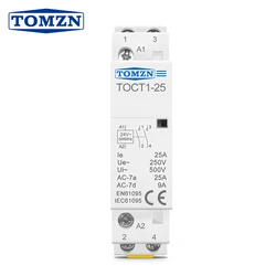TOMZN TOCT1 2P 25A 24V 50/60Hz DIN Rail Household AC Modular Contactor 2NO or 1NO 1NC
