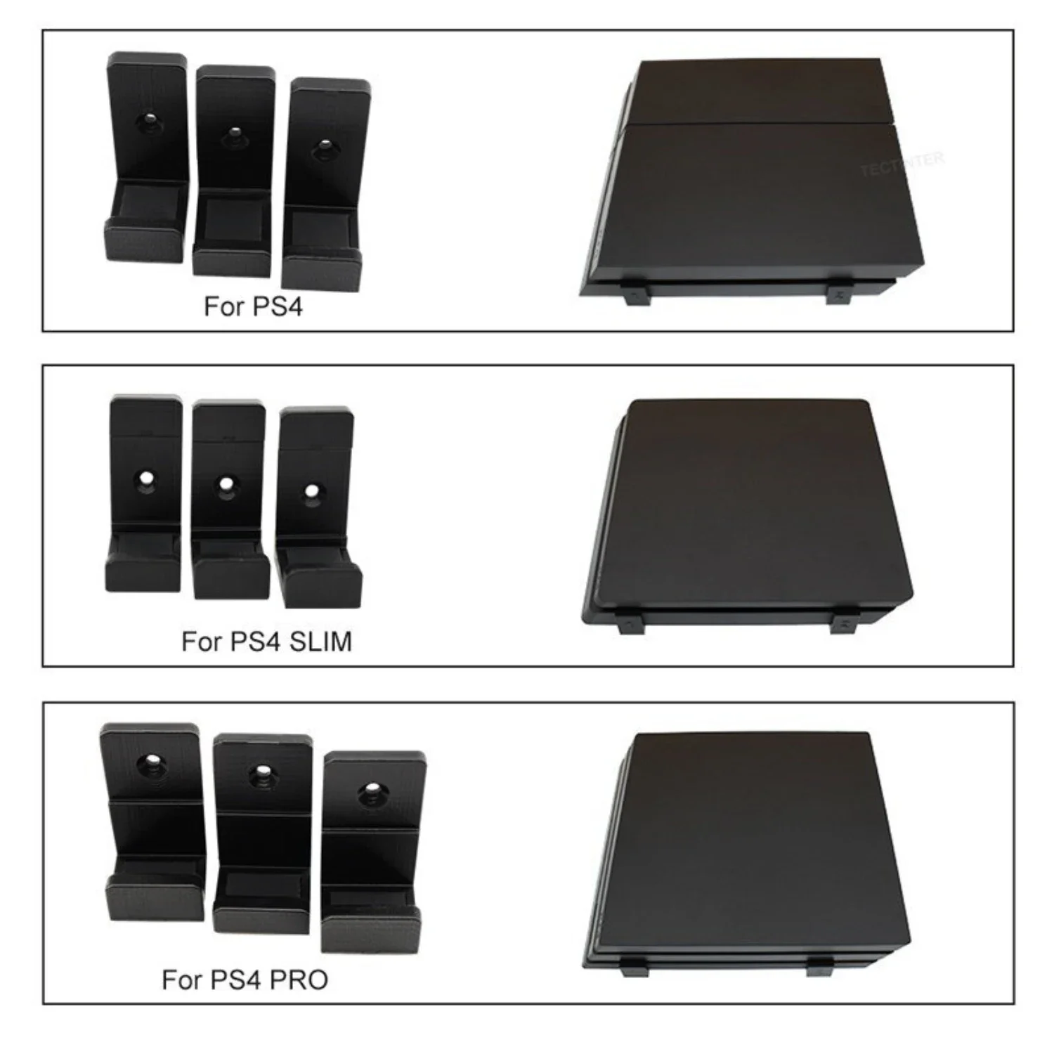 

TECTINTER PS4 Console Wall Mount Bracket Holder 4 Stand Host Rack Hook Base PS4 Slim Accessories