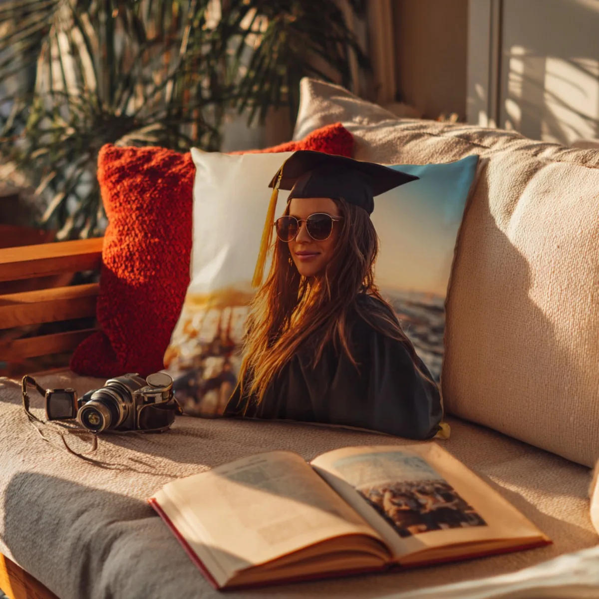 A customized photo cheek pillow with a zippered polyester fiber shell - a high-quality gift for Christmas, Thanksgiving or New Y