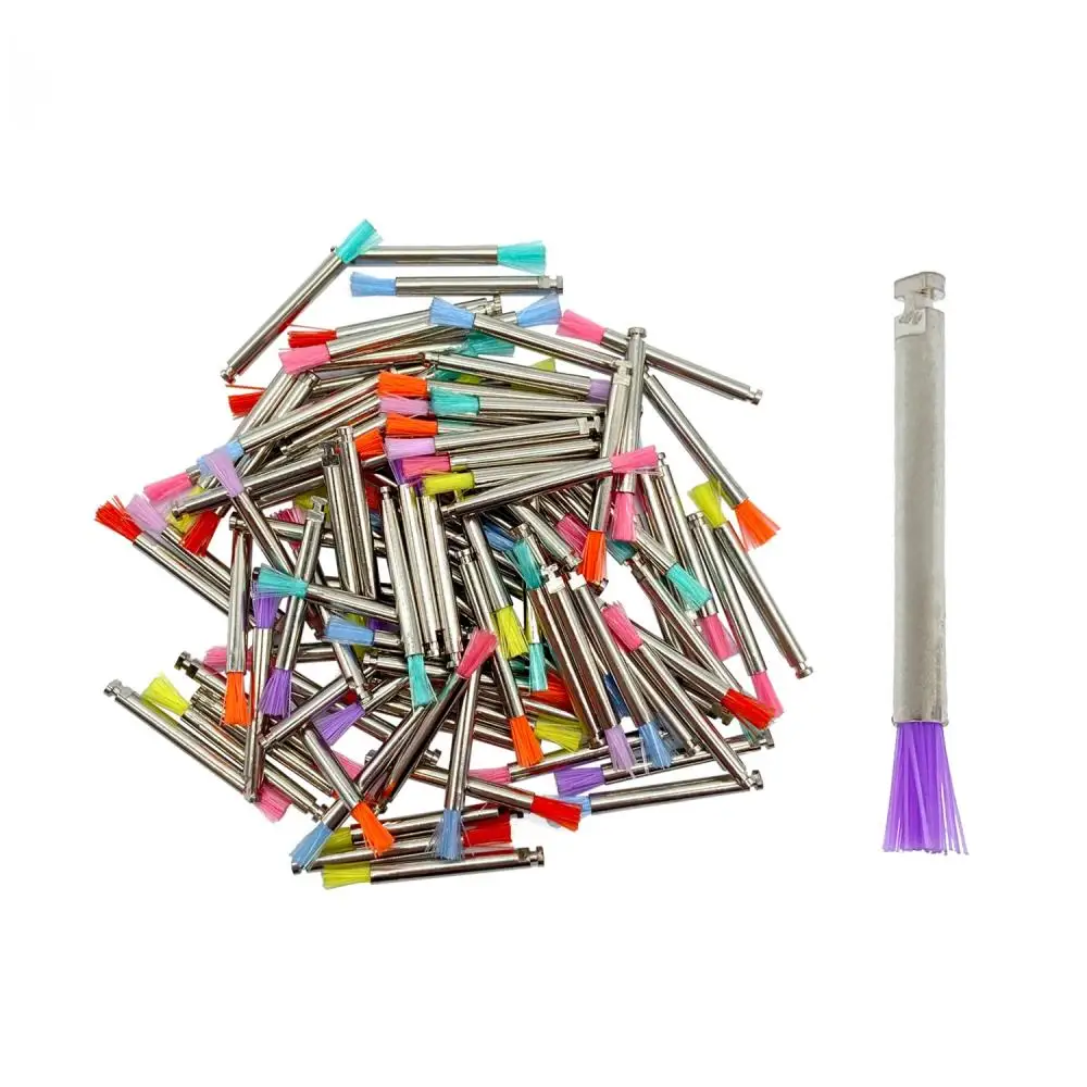  100Pcs/Bag Dental Flat  Polishing Nylon Brushes Portable Teeth Whitening Prophy Brush For Dental Lab Oral Cleaning Care Tools