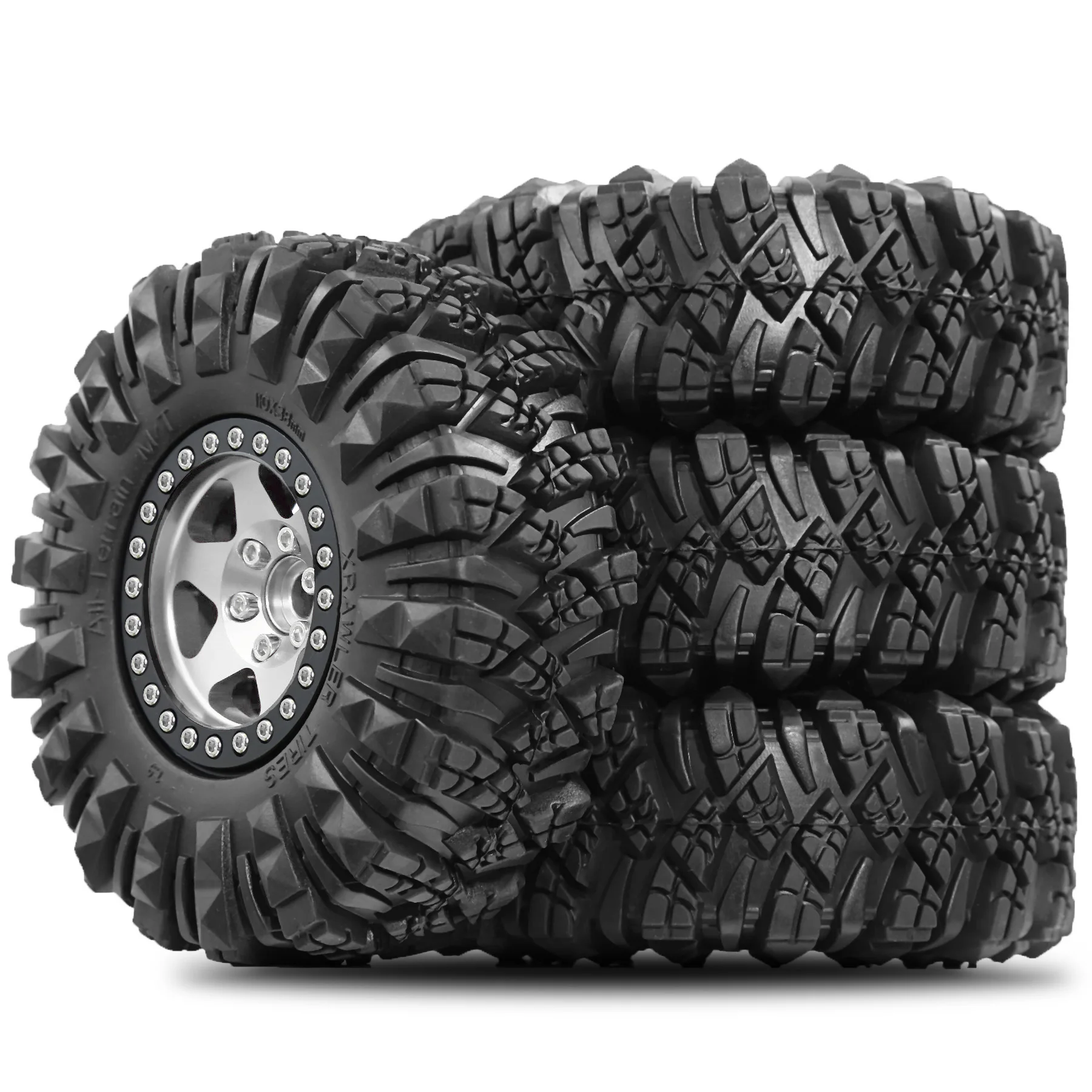 RED SPIDER 4Pcs Metal 1.9 Beadlock Wheel Rim Tires Set Outer Diameter 110mm For 1/10 1/12 Rc Car SCX10 MN128 Wrangler JEEP D110