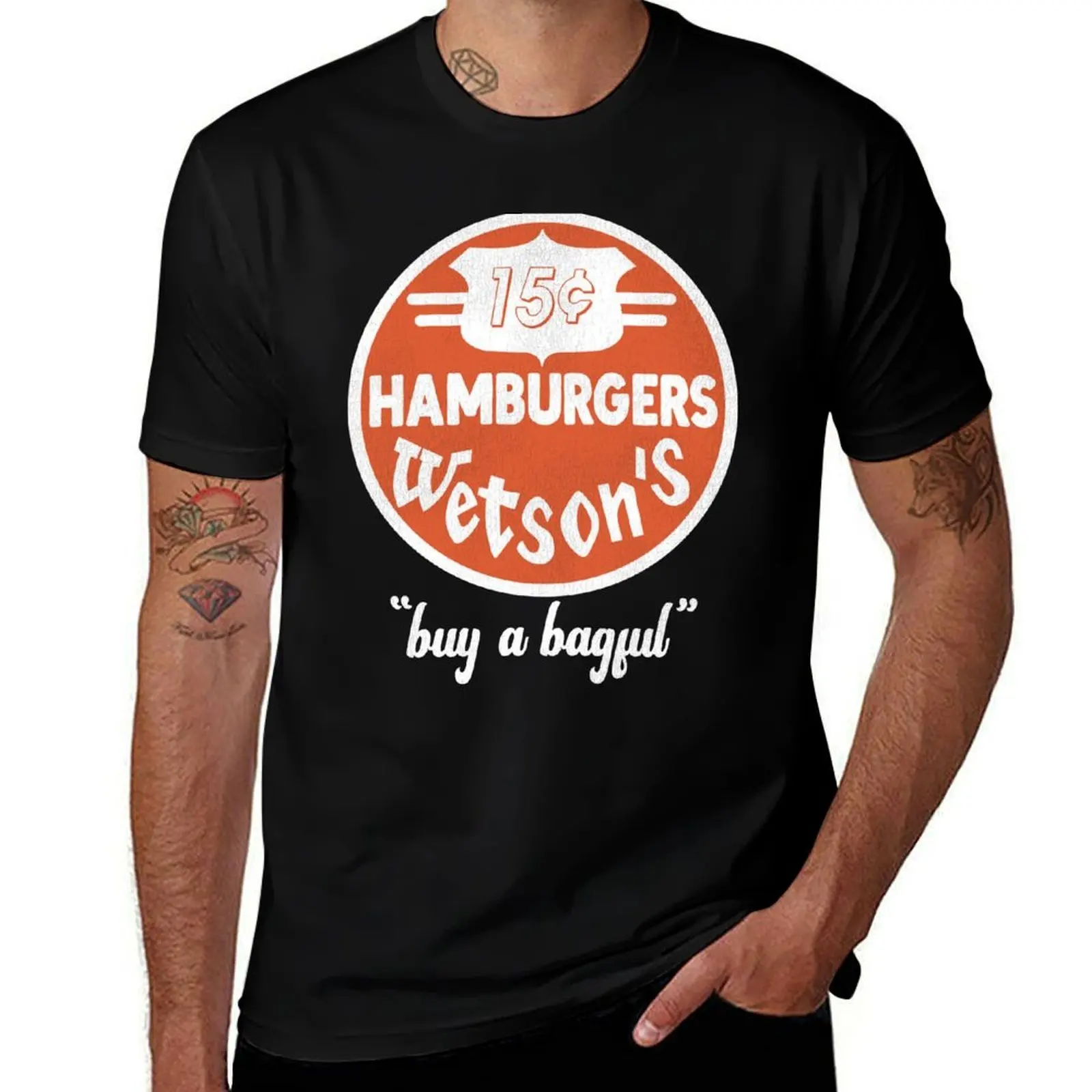 

Ретро Футболка Wetson's Fast Food Hamburger Restaurant Chain Нью-Йорк для любителей спорта, большие размеры, новое издание, винтажная футболка для мужчин