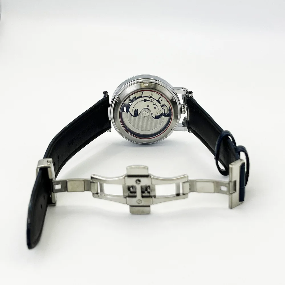 ساعات يد ميكانيكية أوتوماتيكية فاخرة مقاومة للماء، حركة كلاسيكية منقوشة، ساعات توربيون كاملة للرجال، هدايا