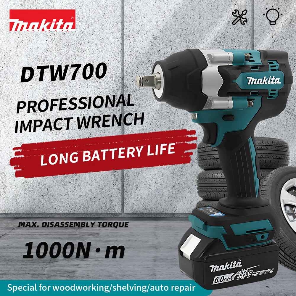 

Makita DTW700 Brushless Electric Wrench High Torque 18V Cordless Drill Screwdriver Rechargeable Electric Tools Torque Wrench