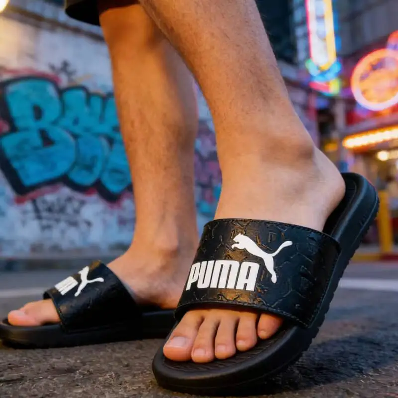 

Сандалии-слайды Puma 2026 с тисненым верхом, контрастные, NO.1, с нескользящей подошвой, удобные повседневные, черно-белые, 395420-01