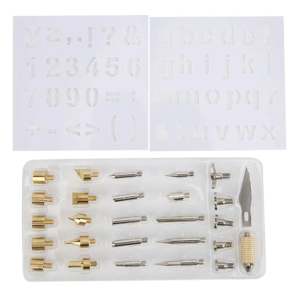 

28Pcs Wood Burning Pen Tips Set for Pyrography for carving Soldering Iron Stencil Welding Wood Embossing Repair