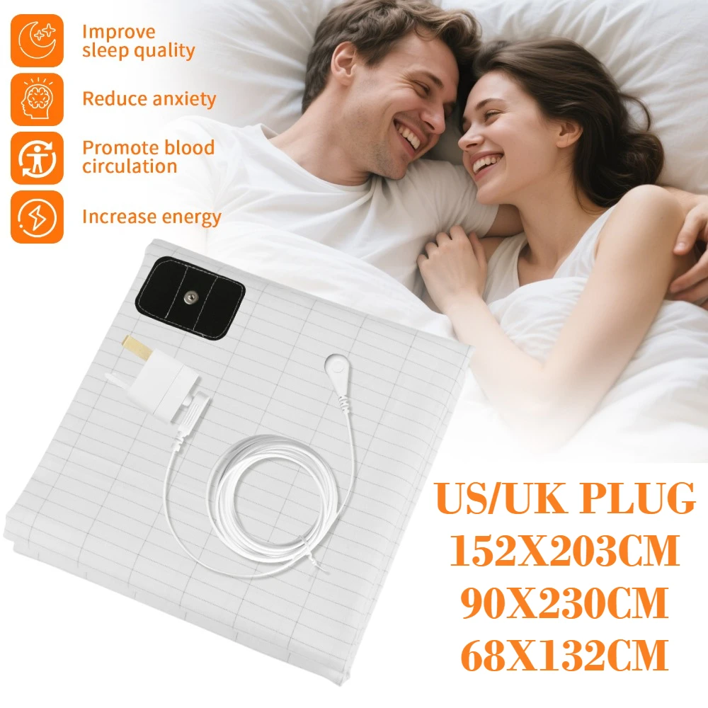 

Earthing Bed Sheet Anti-static Grounding Sheet Conductive 95% Cotton and 5% Soft Silver Fiber Flat Sheets Sleep Bed Mat
