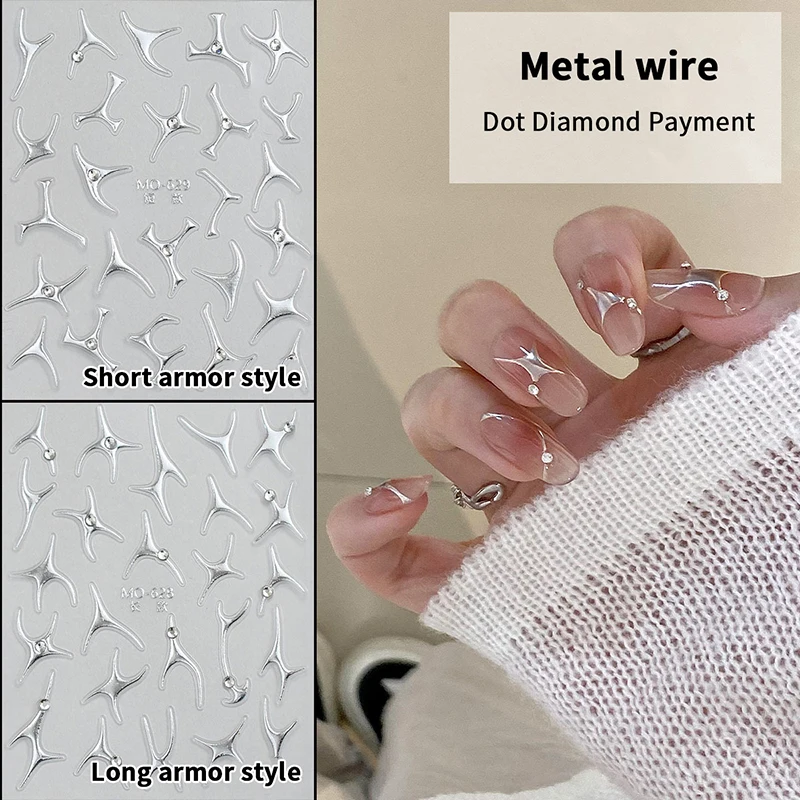 Onregelmatige bronzing lijnen Franse nail art stickers zilverachtige graffiti streep ontwerp zelfklevende stickers geometrie lijn sliders