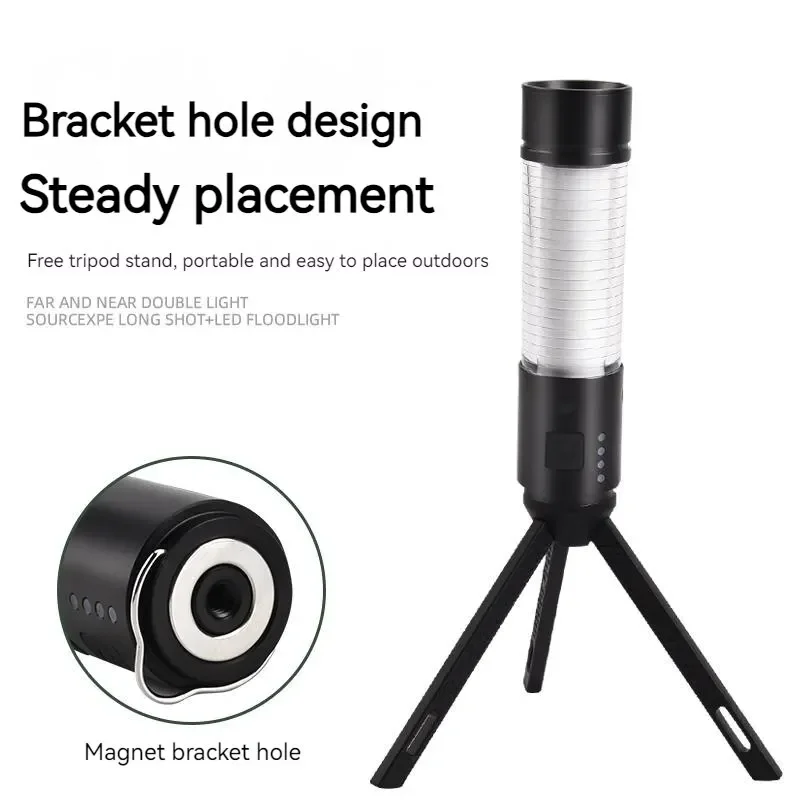 Tripod Camping Lantern Portable LED Flashlight USB Rechargeable 6 Mode Torch Light Outdoor Fishing Hiking Camp Tent Hanging Lamp