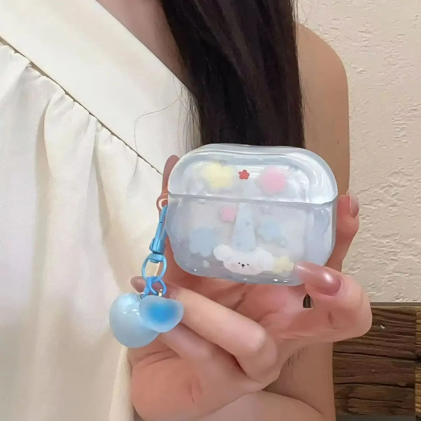 Cute Cat Puppy Colorful Star Flower Transparent Yellow Blue Earphone Cover Case For AirPods 1 2 3 4 5 Pro Pro2 Pro3 with Pendant