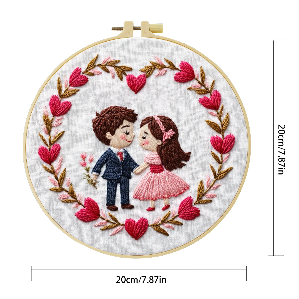 1 Stück 20X20CM/15X15CM 7,87/6,3 Zoll Stickerei-Starter-Kit DIY-Set Heimdekoration, Hochzeit, Stickerei-Set – Detail 4