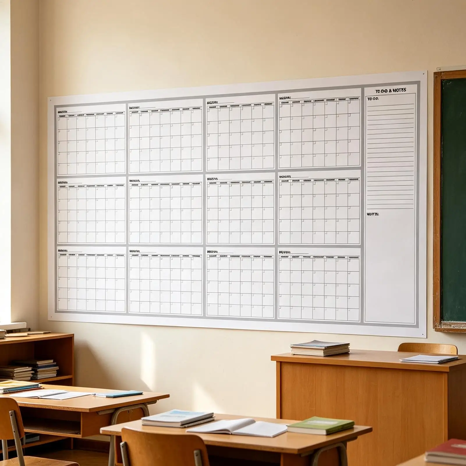 Whiteboard Calendar for Wall Reusable Giant Yearly Blank Planner Dry Erase Wall Calendar for Class School Office Home Bedroom