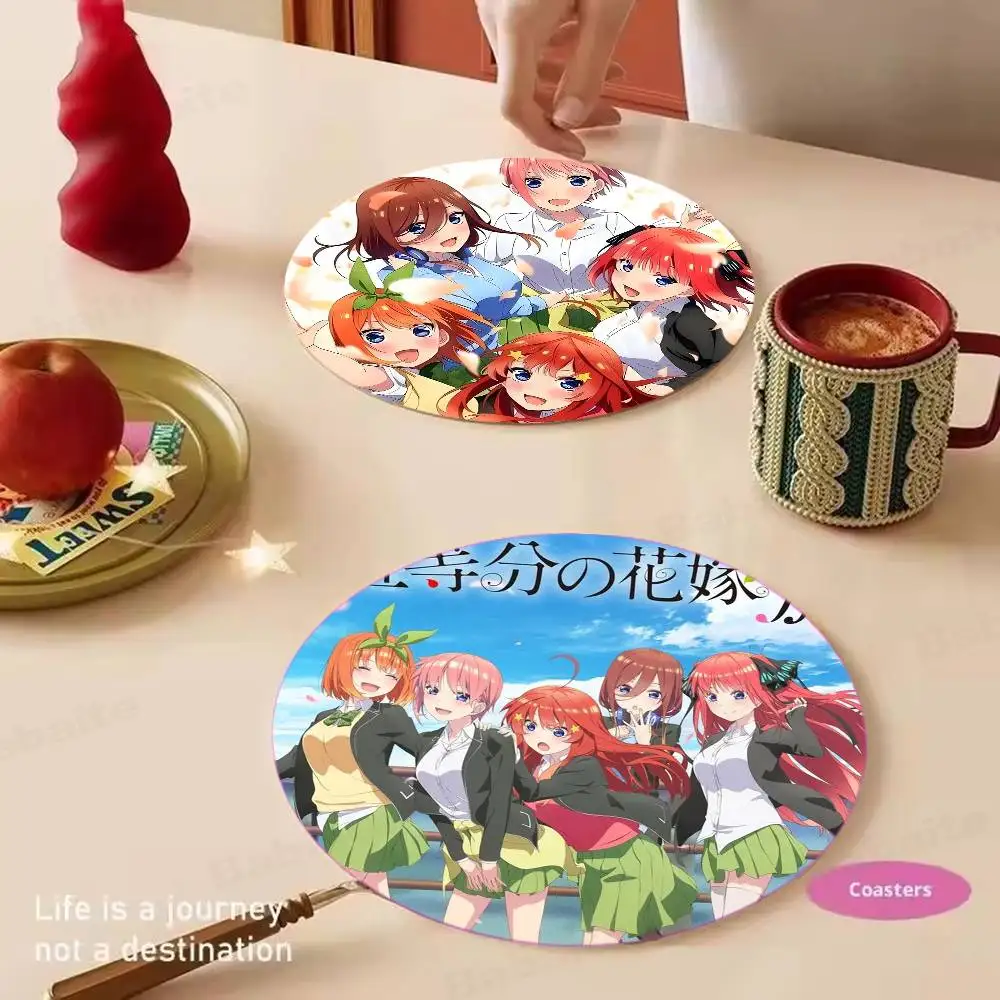 Anime Q-Quintessential Quintuplets pattern art painted anti-slip coasters, suitable for decoration of living room kitchenware