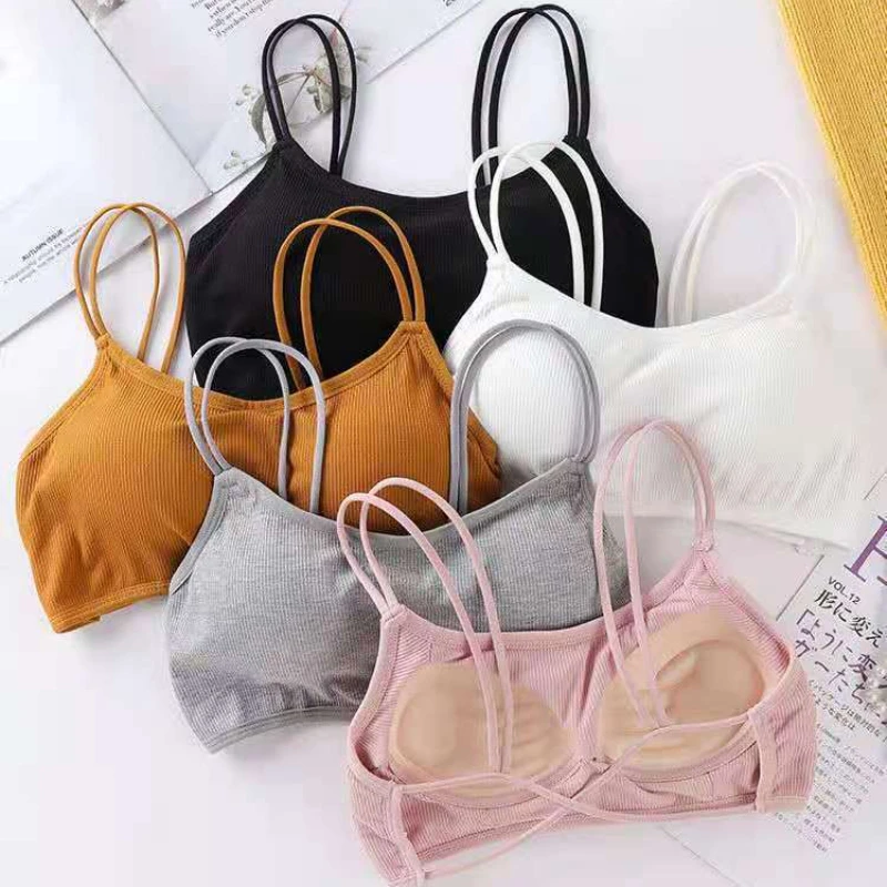 Bralette For Women New One-Piece Backless Bra Women Crop Top Tube Top Seamless Push Up No Wire Cross Back Tube Crop Top