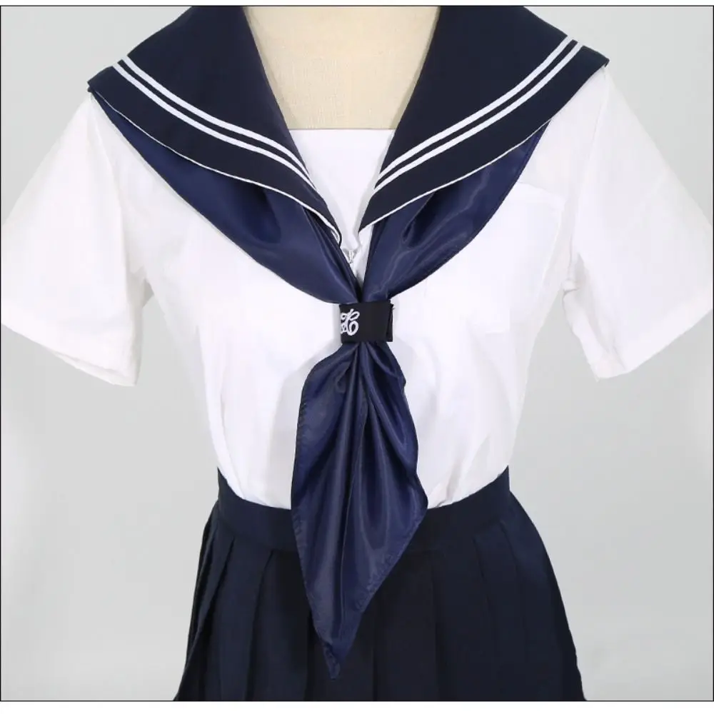 

No-Tying Ring Buckle Triangle Scarf Pure Color Handmade JK Uniform Necktie Small Accessory Large Bow Tie Women’s Style