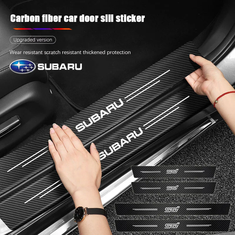 Car Threshold Protector Stickers Door Sill Anti-scratch Strips For Subaru STI Impreza Legacy WRX BRZ Forester XV Outback Levorg