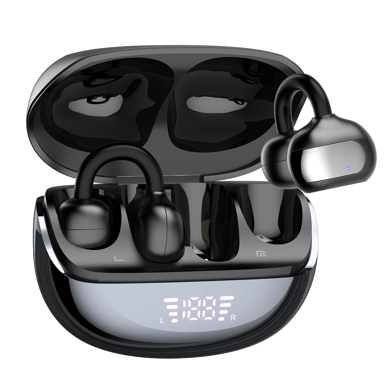 الأصلي الأذن كليب R9 سماعات بلوتوث شاشة ديجيتال سماعات ENC سماعات إلغاء الضوضاء سماعة رأس لاسلكية مع هيئة التصنيع العسكري