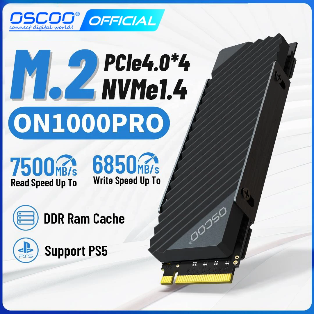 OSCOO-disco duro interno para ordenador de escritorio, unidad de estado sólido de 4tb, 7500 MB/s, m.2 NVMe PCIe 4,0x4 SSD M2 2280 DRAM Cache Ssd NVME para PS5